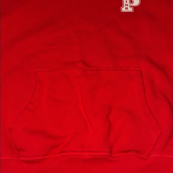Pink by Victoria Secret Ivy Fleece Campus Hoodie Bright Vermillion, Size XS - Picture 8 of 16